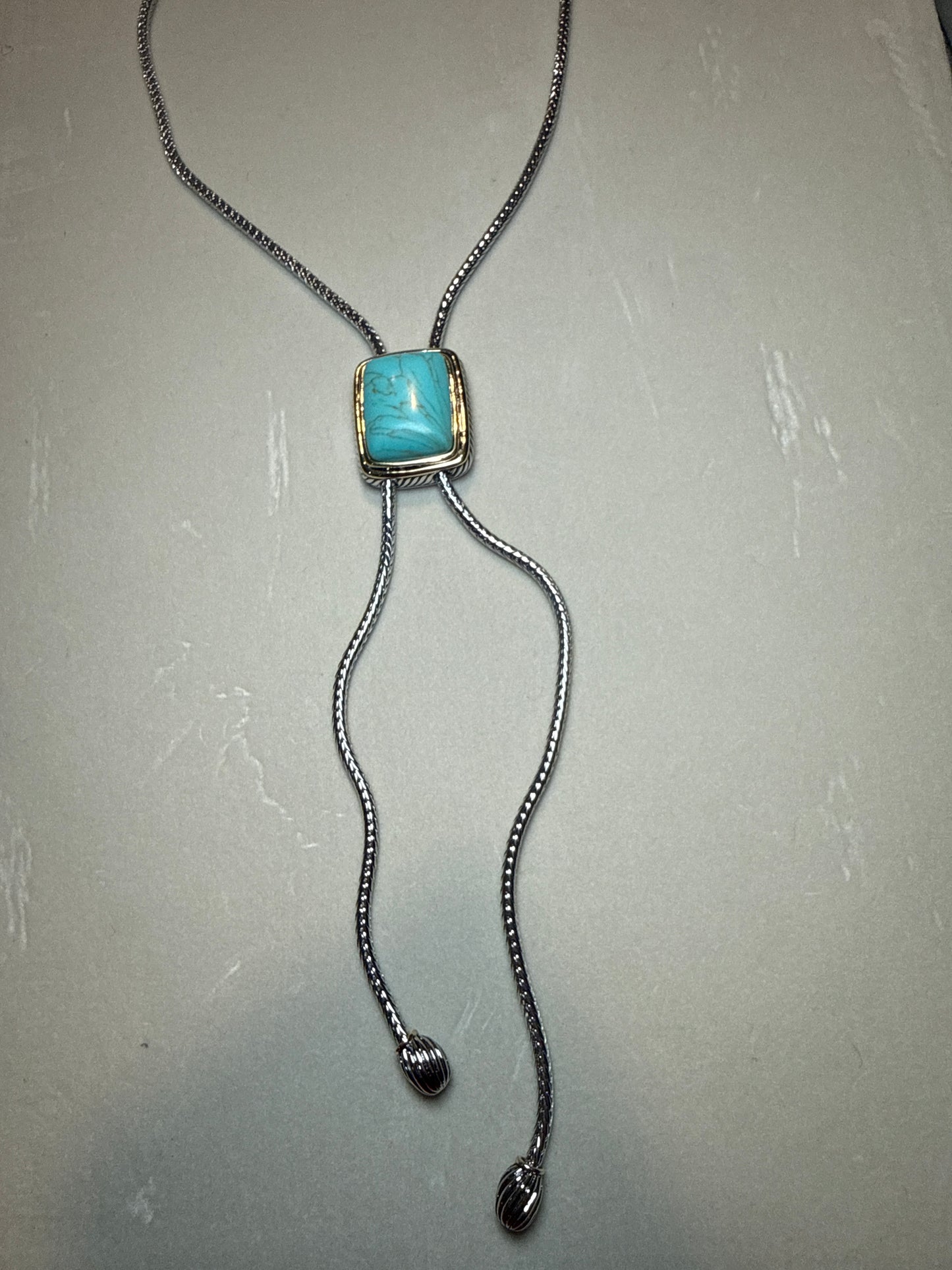 Turquoise Bolo Two-Tone Necklace