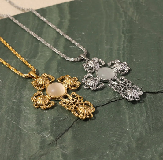 Opal Cross Pendant