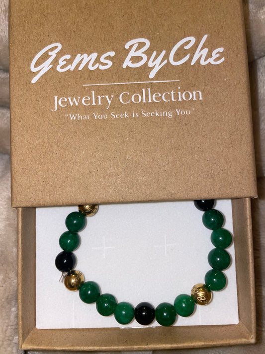 African Green Jade & Black Obsidian