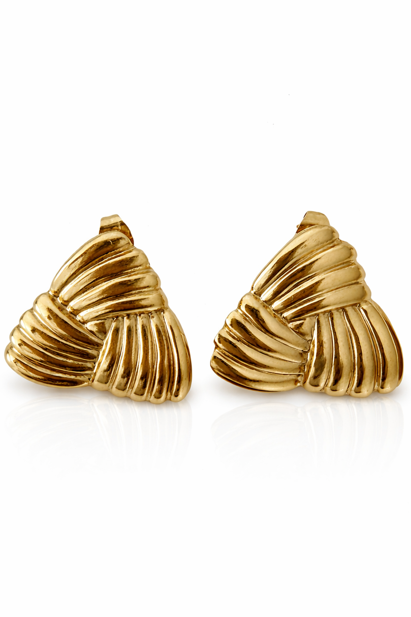 Gold Textured Triangle Studs