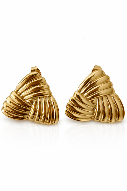 Gold Textured Triangle Studs