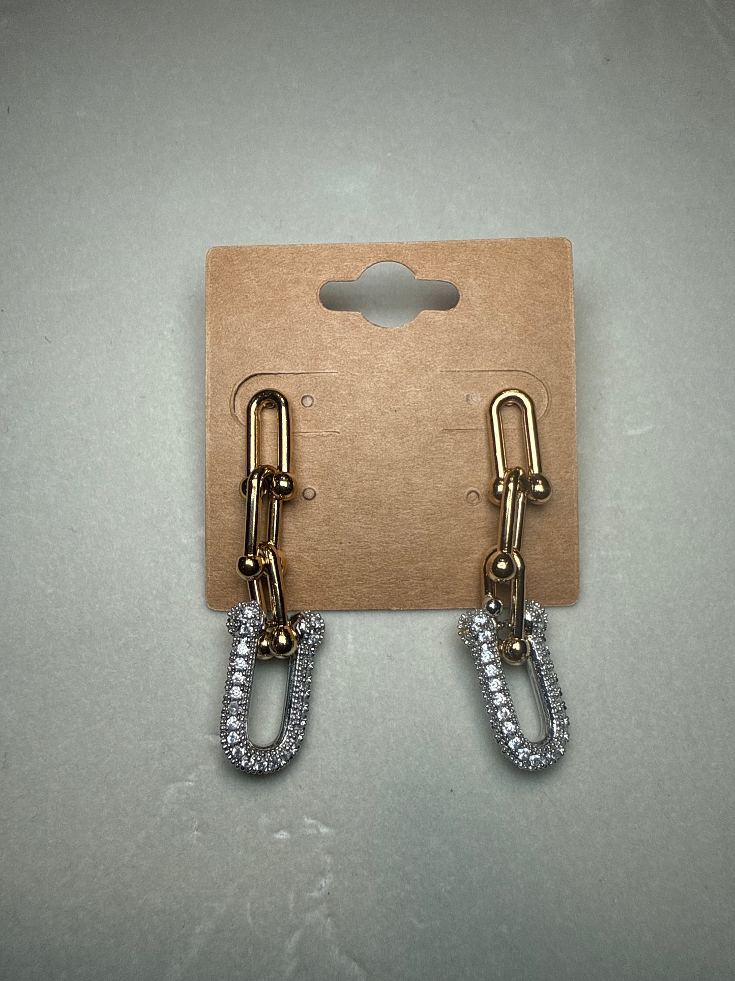 Iced Out Two-Tone Linked Earrings