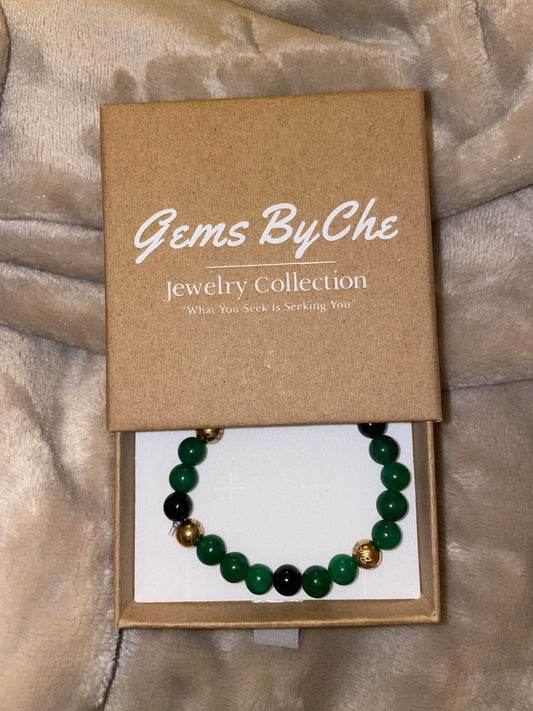 African Green Jade & Black Obsidian