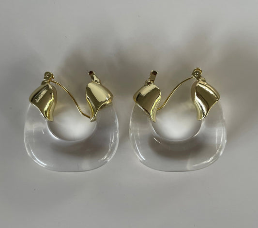 Clear Quartz Horse Shoe Hoops