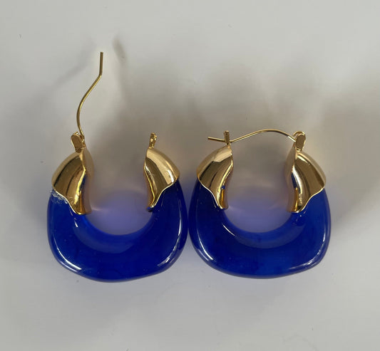 Sapphire Horse Shoe Hoops