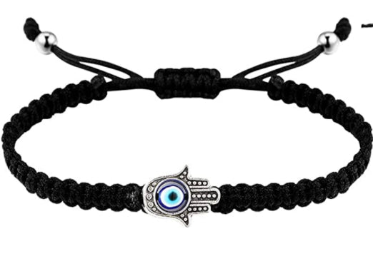 Black & Gold Beaded Evil Eye Bracelet