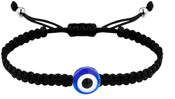 Black & Gold Beaded Evil Eye Bracelet