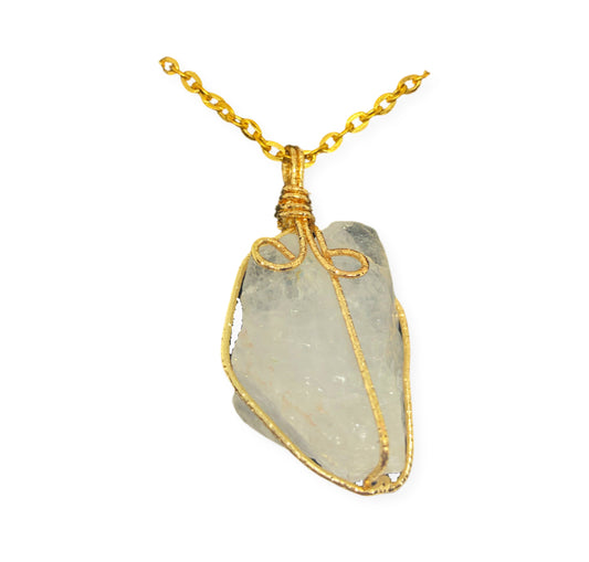 Clear Quartz Gold Plated pendant